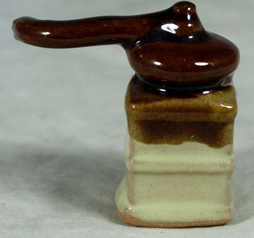 Miniature porcelain brown & beige coffee grinder
