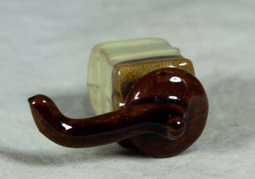 Miniature porcelain brown & beige coffee grinder
