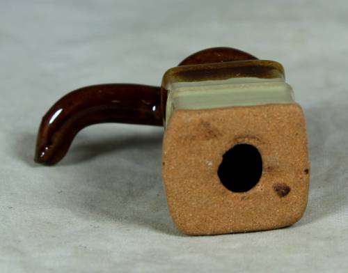 Miniature porcelain brown & beige coffee grinder