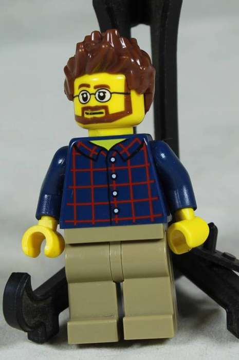 LEGO MINI FIGURINE-MAN IN PLAID SHIRT(PENCIL HOLDER TWN341))BID NOW!!