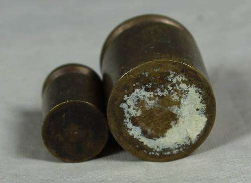 Miniature brass pair of containers