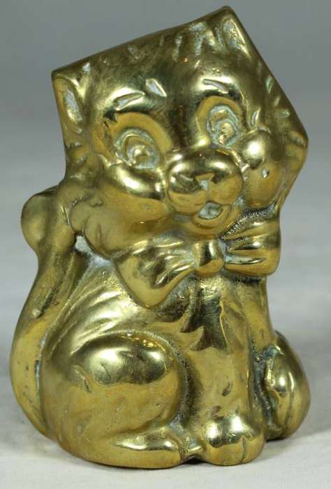 Brass cat with a bow tie