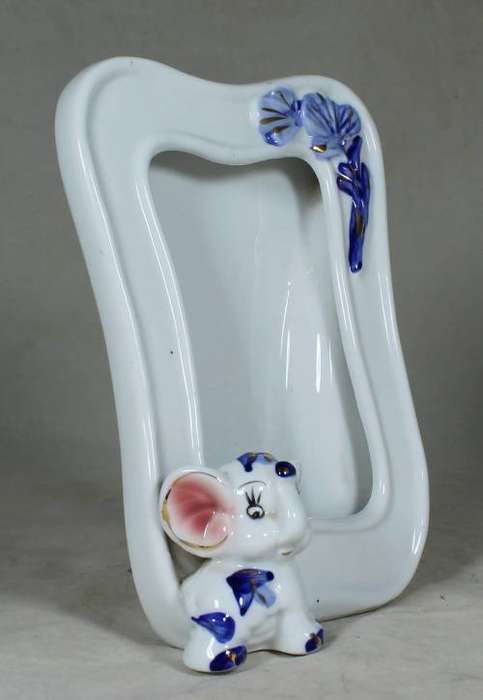 Porcelain photo frame with a baby elephant