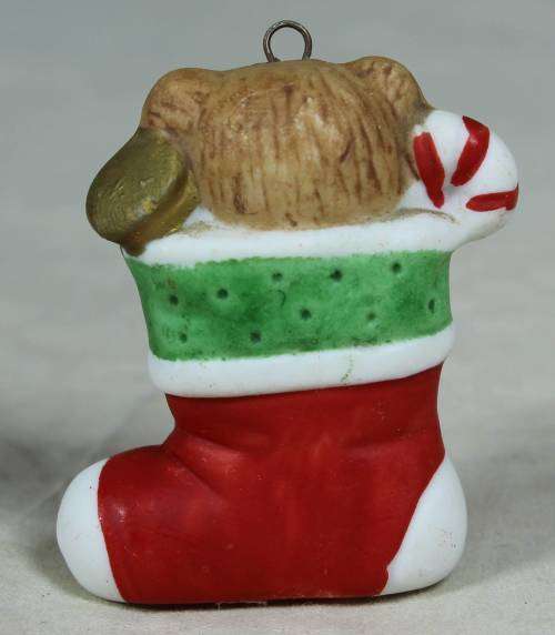 MINIATURE BABY BEAR IN A CHRISTMAS BOOT (LOVELY) BID NOW!!!