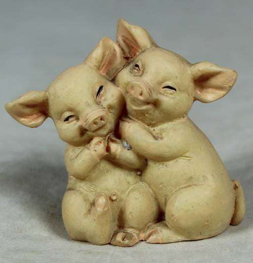 Miniature hugging piggy's