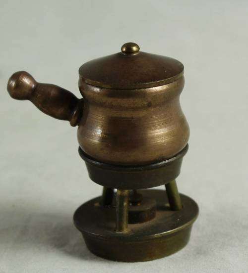 Miniature brass burner and pot set