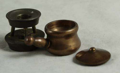 Miniature brass burner and pot set