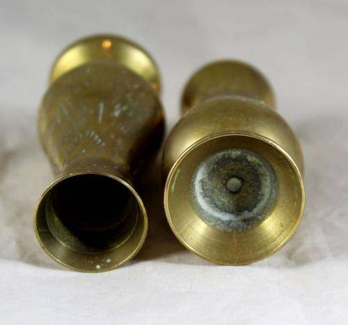 Pair of small brass posy vases