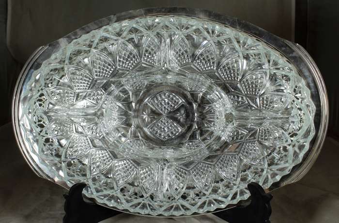 Silver Plated Serving Dish with Relish Tray - In Box