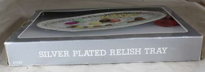 Silver Plated Serving Dish with Relish Tray - In Box