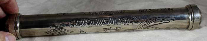 Silver Plated Birth Certificate - Cylinder Holder