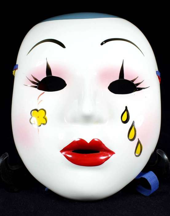 Large porcelain opera mask - Flower painted
