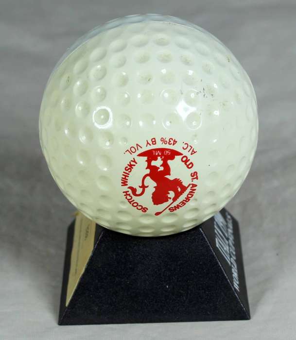 Old St Andrews scotch whisky golf ball miniature on stand - 50ml bottle