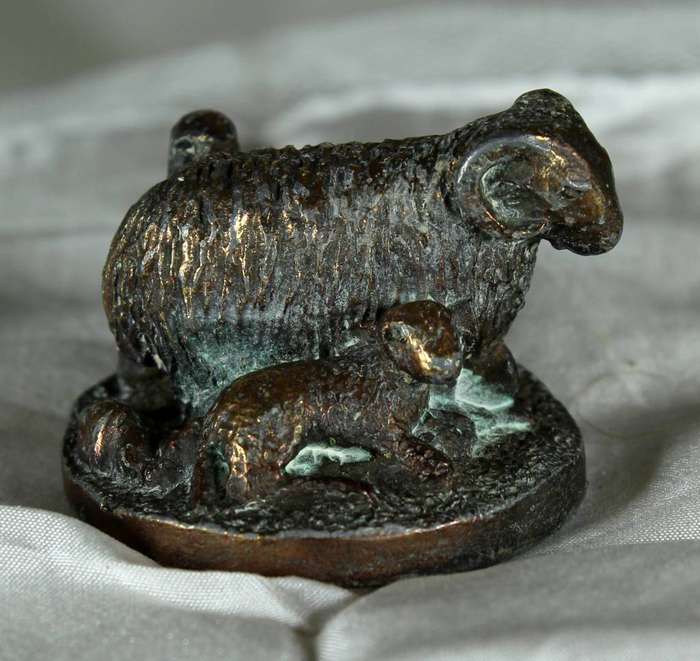 Brass ram with lamb