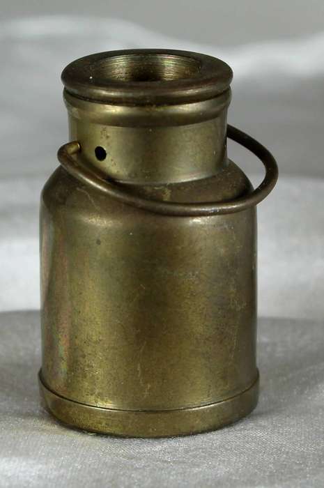 Miniature brass milk can