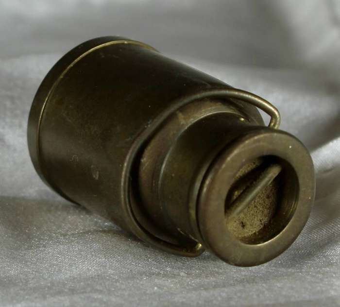 Miniature brass milk can