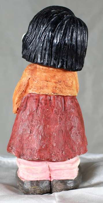 Vintage koreart - little girl with hand in front of her mouth