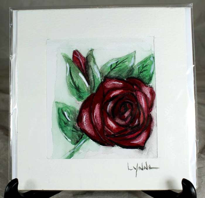 Lynne Jackson - red rose - watercolor greeting card