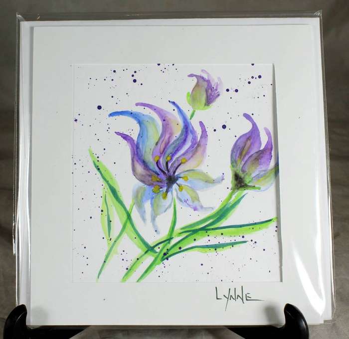 Lynne Jackson - violet flower - watercolor greeting card