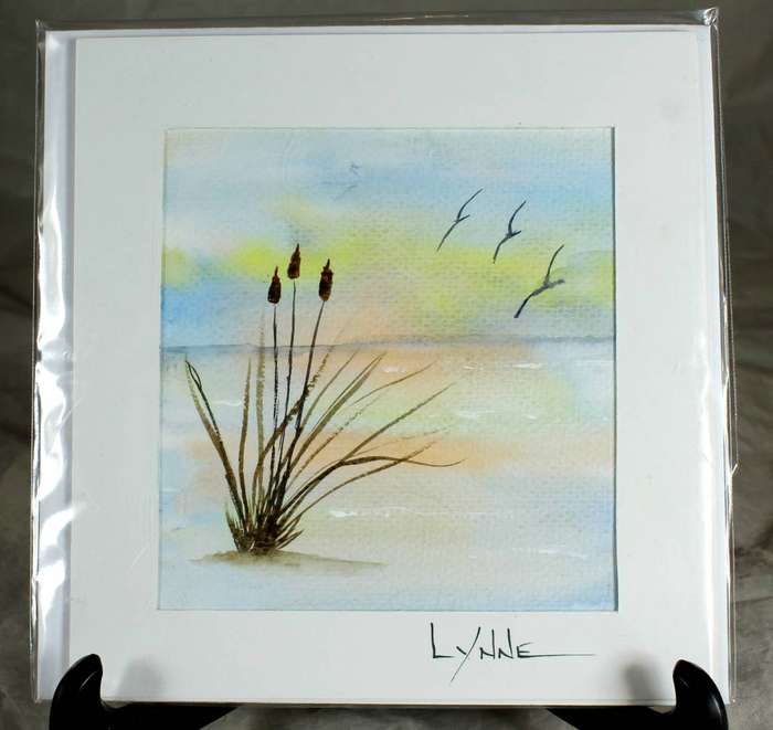 Lynne Jackson - reeds in the lake - watercolor greeting card
