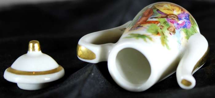 Limoge coffee kettle with Victorian scene