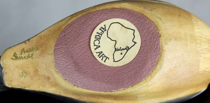 Signed African art - wooden woodpecker
