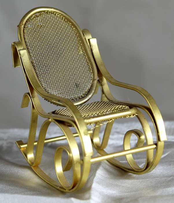 Vintage brass doll house rocking chair