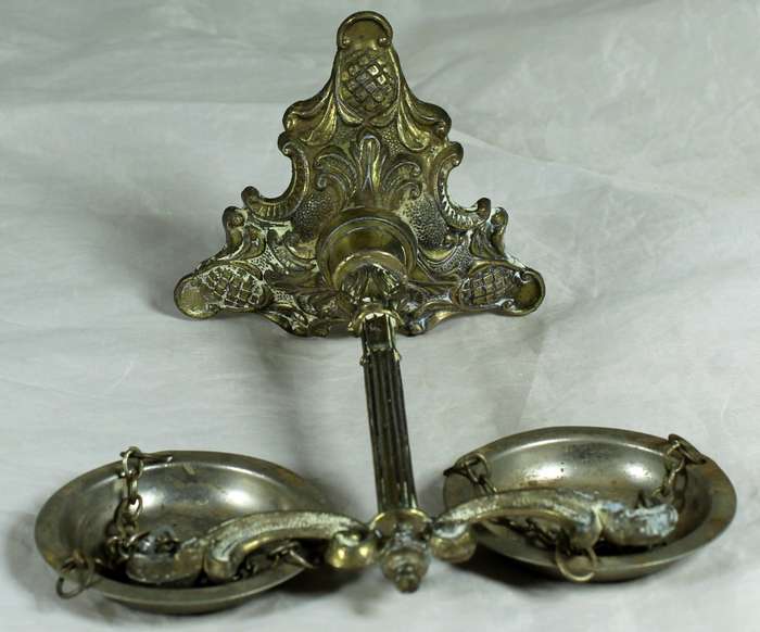 Ornate brass balance scale
