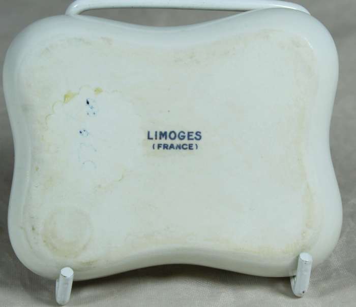 Limoges trinket plate - two Victorian ladies