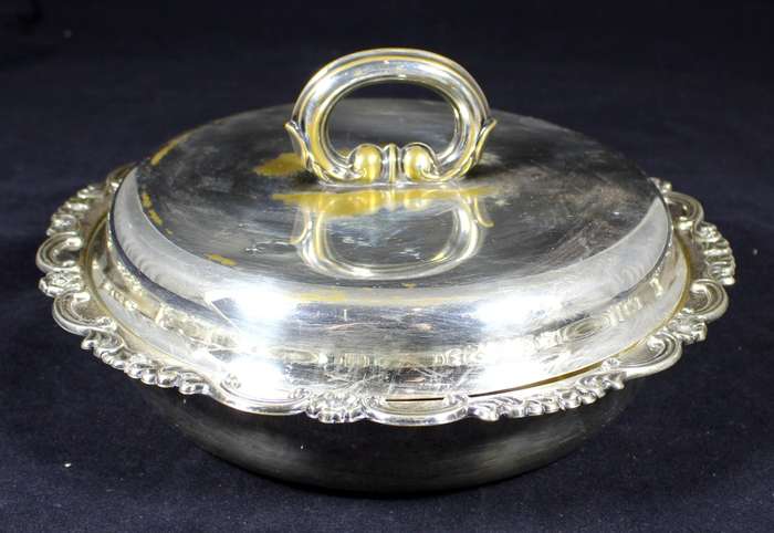 Silver plated vegetable dish with lid
