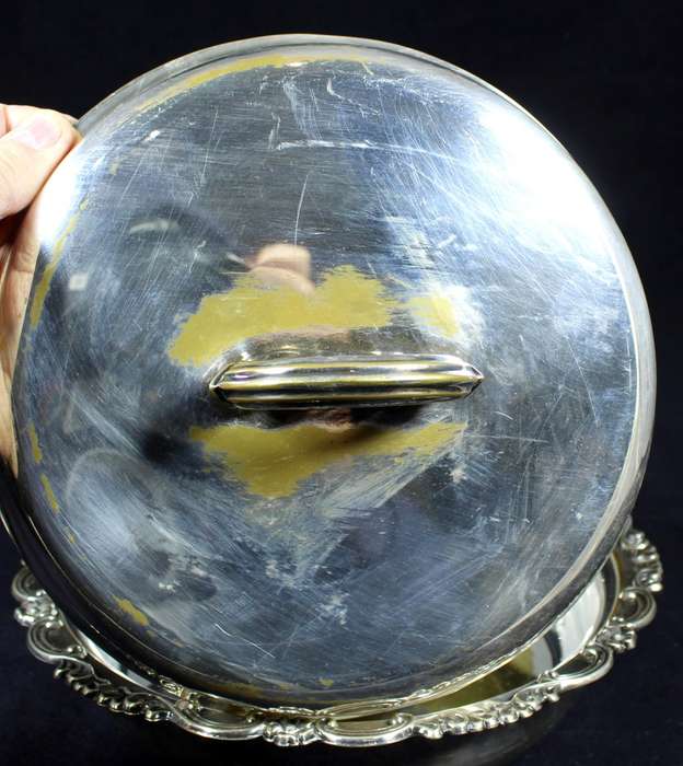 Silver plated vegetable dish with lid