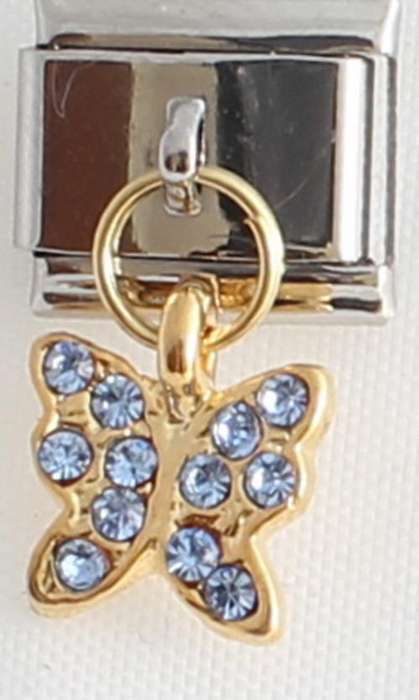Italian charms (Fits Nomination) - Dangle Blue Butterfly