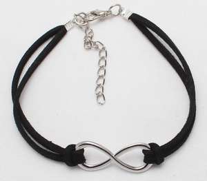 Black Leather Infinity Bracelet