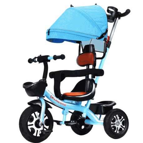 7-in-1 Baby Tricycle, Folding Kids Trike Double Brake and Parent Handle