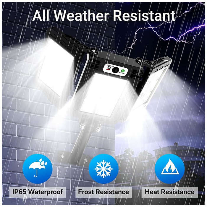 60W 3 Heads Smart Sensor Outdoor Solar Flood Light GD-7860-A