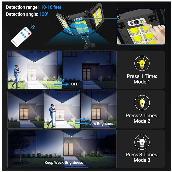 60W 3 Heads Smart Sensor Outdoor Solar Flood Light GD-7860-A