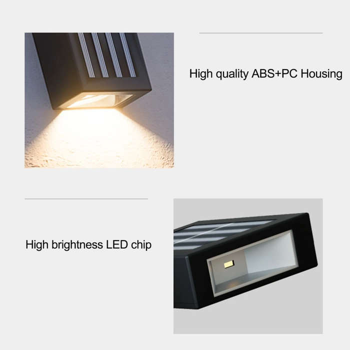 4x Solar Powered Up and Down Lighting, Outdoor Wall Lamp, Garden, Courtyard