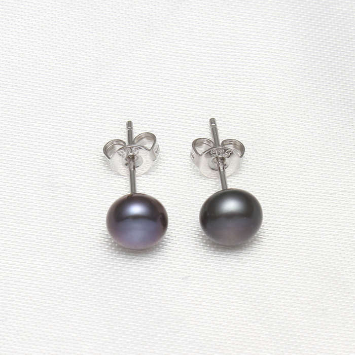 XMAS Special -KAVANAGHS 11000 positive ratings - Lovely 7mm Black Cultured Freshwater Pearl Earrings
