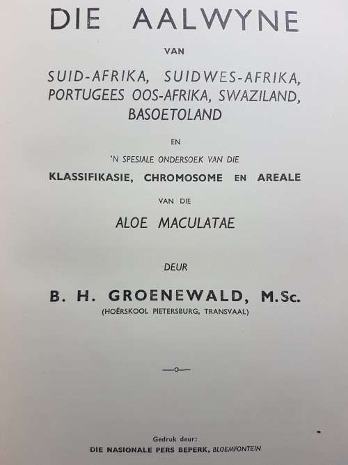 Die Aalwyne Van Suid-Afrika, Suidwes-Afrika, Portugees Oos-Afrika, Swaziland, Basoetoland