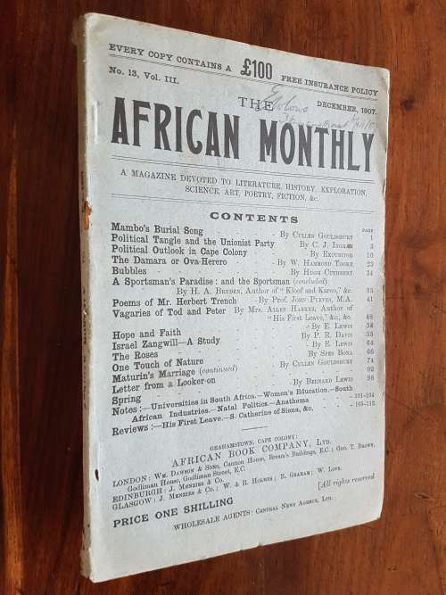 The African Monthly No 13, Vol III December 1907