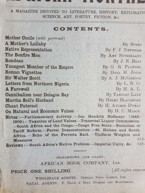 The African Monthly No 36, Vol VI November, 1909