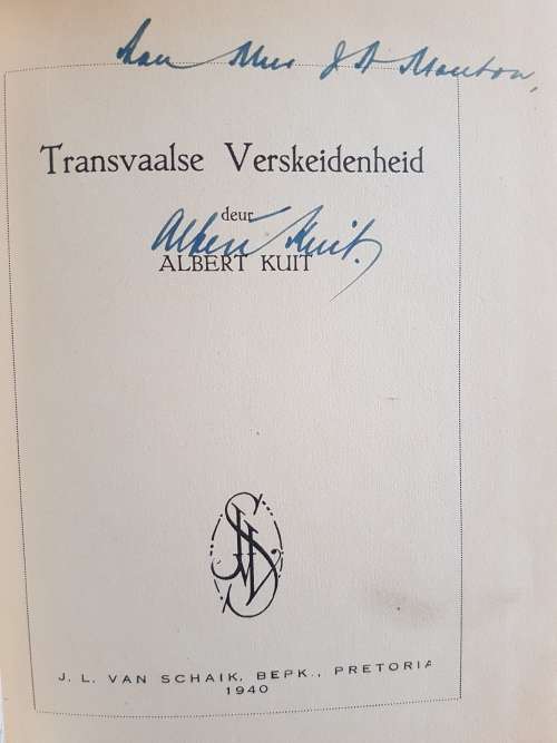 Transvaalse Verskeidenheid - Albert Kuit - Signed Copy