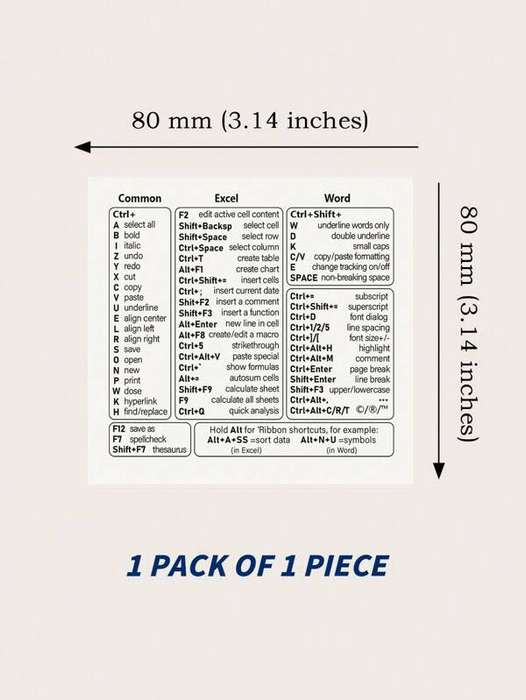 Laptop Shortcut Key Pattern Protective Sticker - 1sheet
