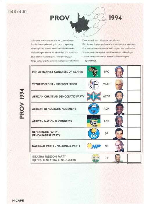 R.S.A. official 1994 Provincial ballot paper ( N.C.)