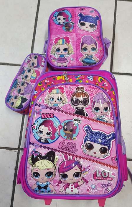 LOL 3 pieces trolley backpack