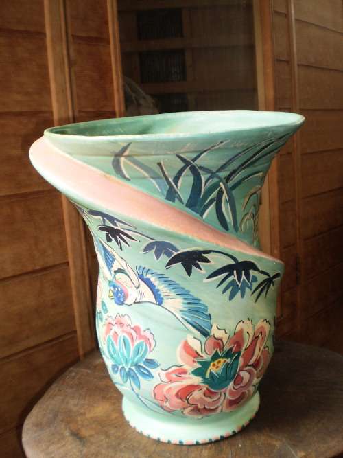 Vintage Unusual Large Handpainted Lucia Ware No.12402 Vase 27cm x 20cm signed