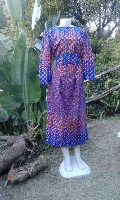 Original African Wax Print Cocktail Dress 1960s Vogue Design Size 16