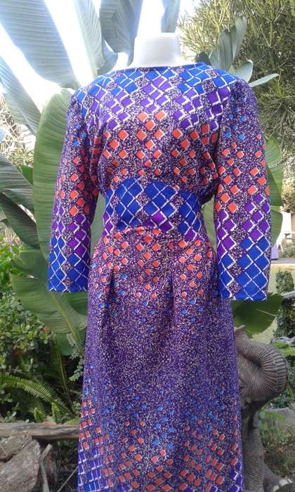 Original African Wax Print Cocktail Dress 1960s Vogue Design Size 16