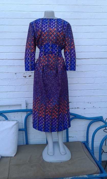 Original African Wax Print Cocktail Dress 1960s Vogue Design Size 16