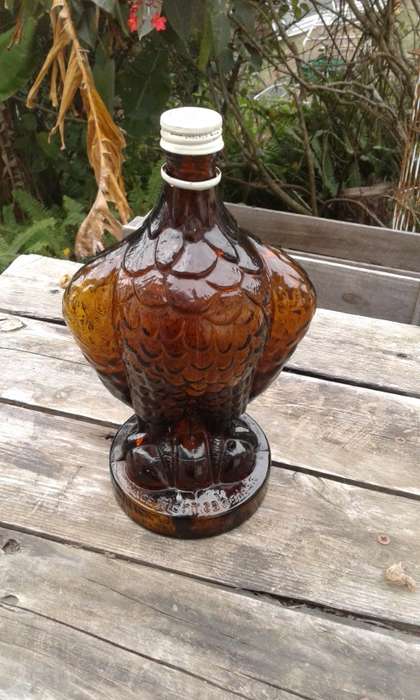 RARE Vintage Golden Eagle Malt Whiskey Glass Bottle Mohan Meakin Breweries India Lid But No Head